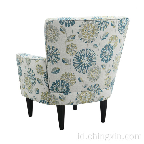 Kursi Lengan Multi Kain Teal Modern dengan Kaki Kayu Solid